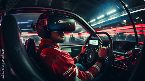 A virtual reality experience of driving a supercar on a race track.