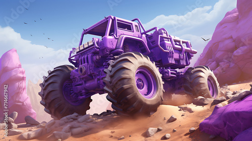 A purple rock crawler tackling challenging obstacles.