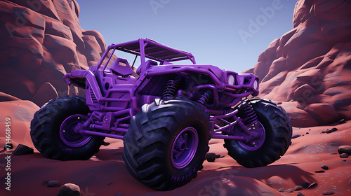 A purple rock crawler tackling challenging obstacles.