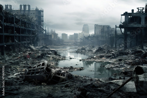 post apocalyptic city. Generative Ai