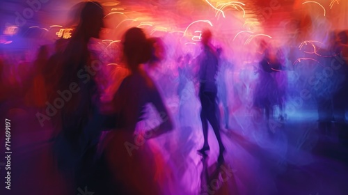 Abstract background of neon movie party dance blurred 