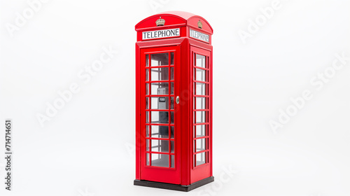 british red telephone box isolated in white background