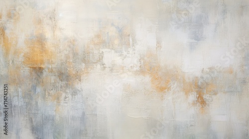 Textured abstract background, painting in white and silver with gold accents with distressed paint strokes, contemporary art, modern decoration 