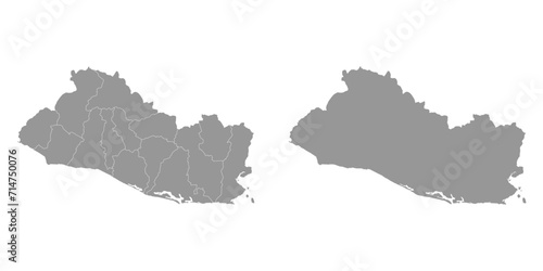 El Salvador map with administrative divisions.