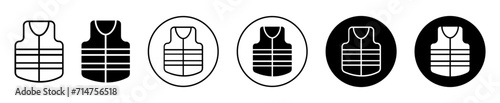 Vest jacket symbol icon sign collection in white and black