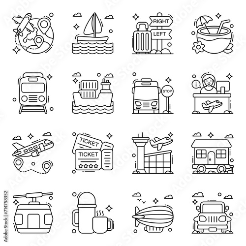Pack of Travel and Tour Linear Icons