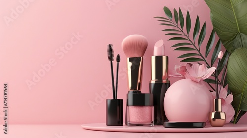 a table with makeup brushes