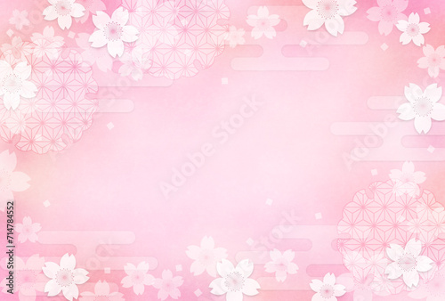 和風の桜の花の背景_横位置