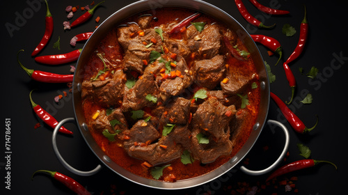 A bowl of spicy and aromatic mutton curry, a popular dish for iftar