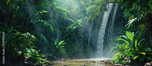 Lush oasis formed by downpour in arid area