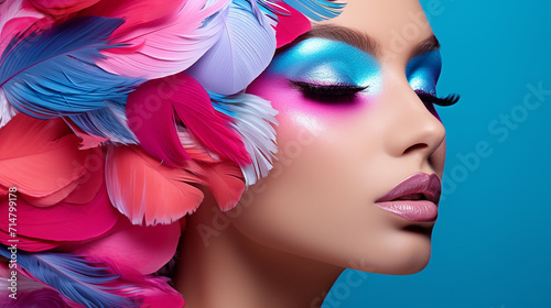 creative makeup concept with beauty makeup and nail art concept