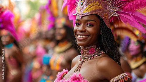 beautiful girl samba dancers in colorful costumes performing at the carnival in rio de janeiro, poster, banner