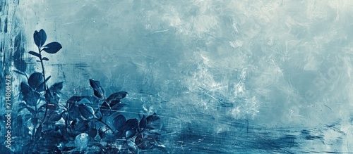 Alternative photography using blue cyanotype paper texture.