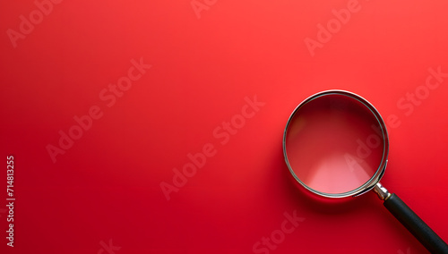 magnifying glass over red background 