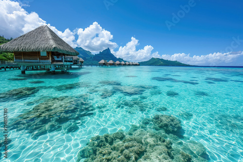 The breathtaking beauty of Bora Bora's turquoise lagoon in French Polynesia