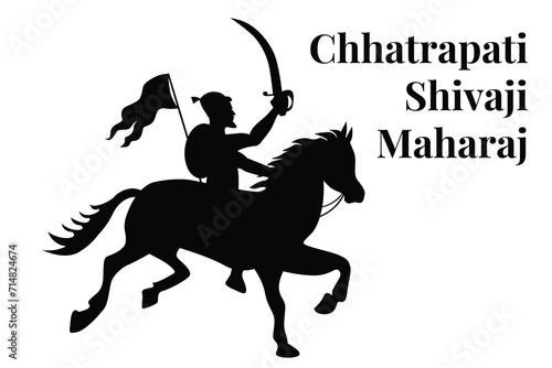 silhouette of chhatrapati shivaji maharaj, indian maratha king vector