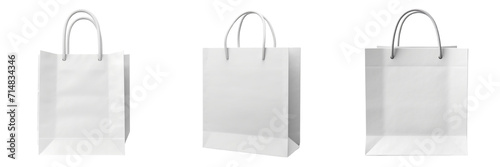 Set of white paper white bag mock up isolated on a transparent background