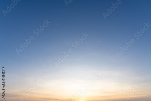 Beautiful morning or evening blue and orange sky taken at the sea used as natural blackground texture