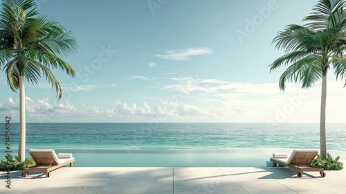 Elegant and sophisticated banner backdrop for a luxury beachside hotel, inviting guests to experience a deluxe holiday, with a well-designed space for text. [Elegant banner with lu