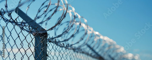 Prison security fence, barbed wire security fence
