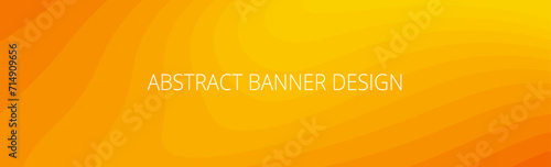 Orange and yellow abstract banner with sharp wavy lines and gradient transition, dynamic fluid shape. Background template
