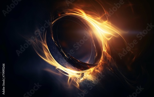 A ring of fire in the middle of a dark background