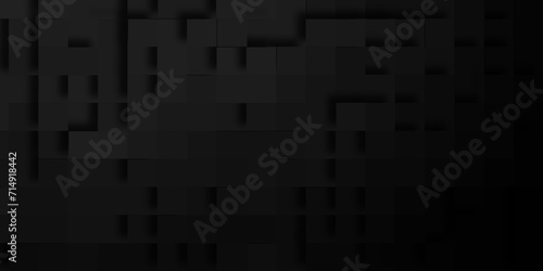 Modern geometric premium luxury block pattern black abstract background with squares, Black square abstract background with pattern, Random scaled black cube boxes block background of black surface.