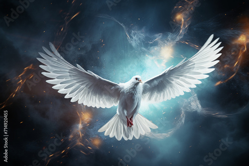 white dove in flight Holy Spirit. Generative AI