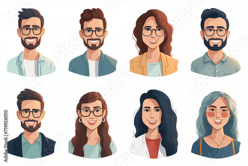 Buyer Personas People faces avatars vector collection - Set of various diverse character heads Flat design illustrations with white background