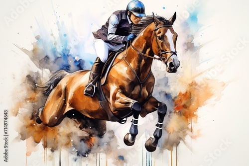 Equestrian Sports watercolor style. Generation AI