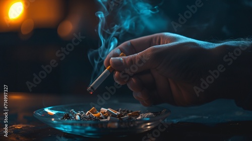 A person smoking a cigarette and blowing smoke Generative AI