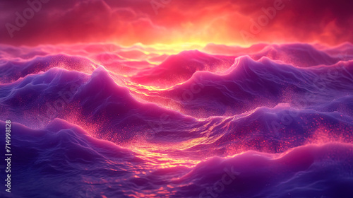 A sunset gradient resembling fiery waves visually melts in delicate purple shades, creating an inc