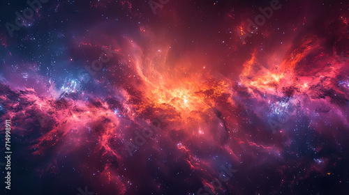 The background of Cosmos, where luminous objects and cosmic gases create a visual feeling of energ