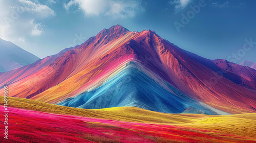 The etheric mountains, covered with bright colors, create the impression of a huge flower garden i