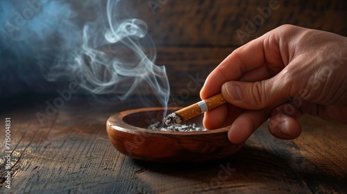 A person smoking a cigarette and blowing smoke into a bowl Generative AI