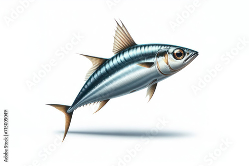Anchovy fish isolated on solid white background. ai generative