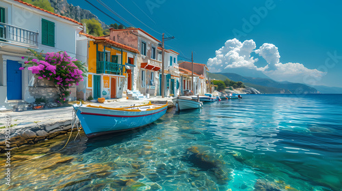 boats in the harbor in greece