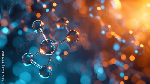A detailed view of a molecule undergoing a catalytic reaction, atoms and molecules, dynamic and dramatic compositions, with copy space