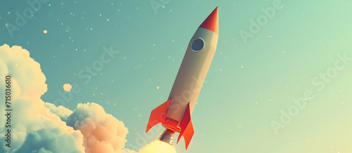 rocket to space, concept of success, AI generated