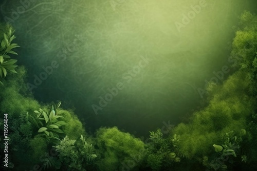 Background with greenery on the sides with space for text, ecology elements: green grass, clean planet, clean air, green background