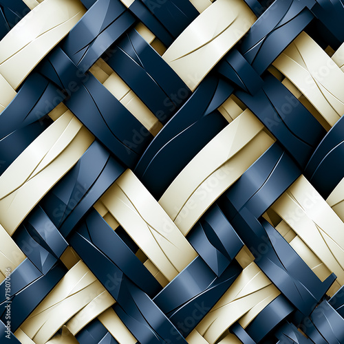 Seamless flat braided herringbone texture in white and blue colors.