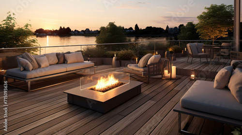 An outdoor deck equipped with a spacious gas