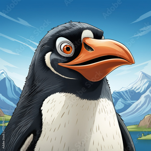 Close up portrait of a pinguin in his natural habitat
