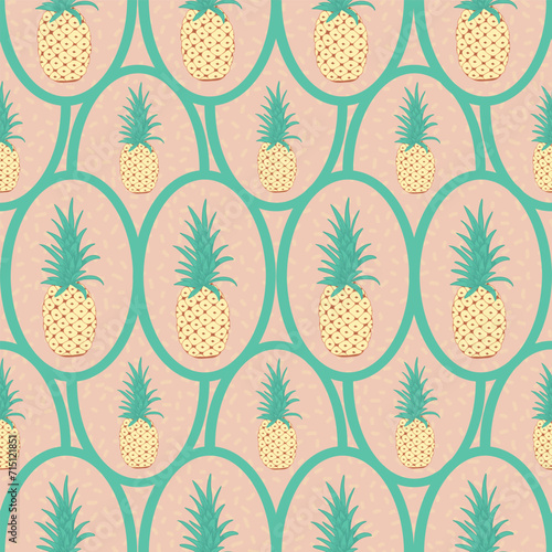 A Seamless Vector Repeat Pattern Design Created with a Welcoming Feeling in Soft Retro Colors of Yellow, Peach, and a Teal Green