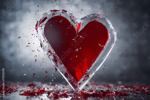 broken crystal heart of valentine’s day, sadness in valentine’s day, bad relationship, gloom romance, melancholia in mother’s day