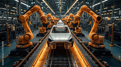 car factory parts production line. cars are assembled in the assembly line