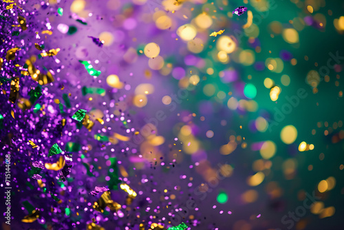  Mardi Gras carnival blurred confetti backdrop