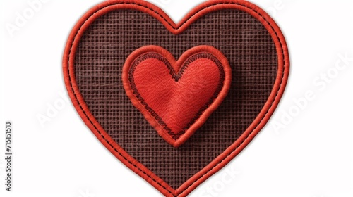 heart embroidered patch badge on isolated transparent Ai Generative