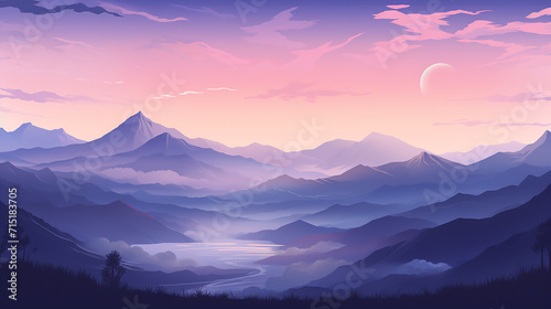 lat illustration of a simple serene mountain