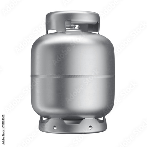 3D Gray LPG Gas Cylinder with Transparent Background
